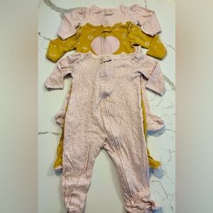 Girls 9m cotton sleepers (3) pink hearts